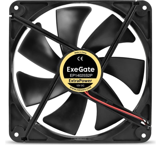 Вентилятор ExeGate ExtraPower EP14025S2P 12В DC, 140x140x25 мм, Sleeve bearing подшипник скольжения, 2pin, 1600RPM, 31dBA 295247