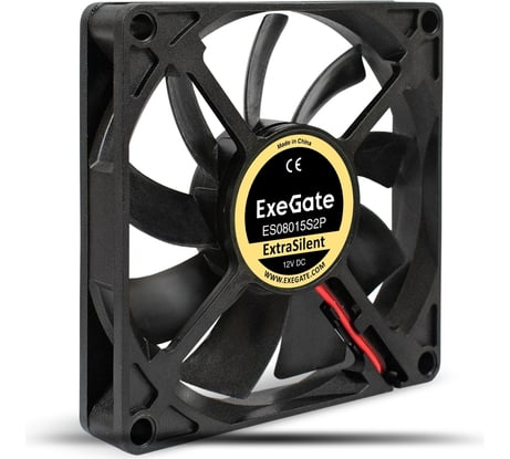 Вентилятор ExeGate ExtraSilent ES08015S2P 12В DC, 80x80x15 мм, Sleeve bearing подшипник скольжения, 2pin, 1600RPM, 16,5dBA 295233