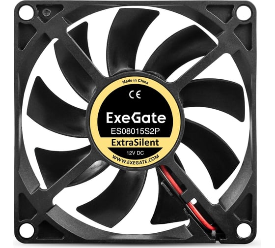 Вентилятор ExeGate ExtraSilent ES08015S2P 12В DC, 80x80x15 мм, Sleeve bearing подшипник скольжения, 2pin, 1600RPM, 16,5dBA 295233