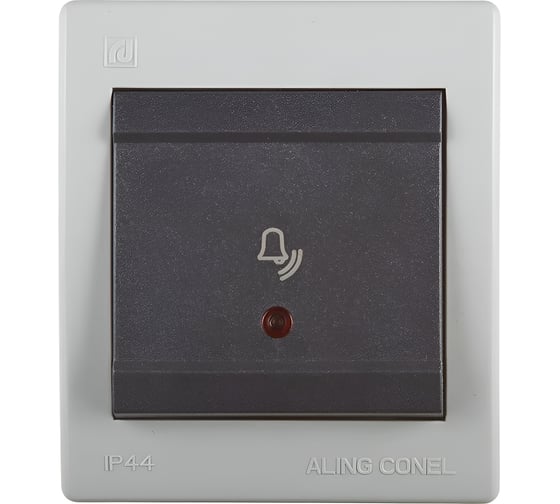 Выключатель кнопочный для звонка Aling-conel POWER с индикацией накладной IP44 10AX 250V серый-графитовый (арт. ) 256I.1A 1