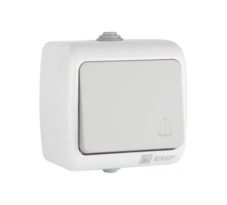 Кнопка звонка EKF Мурманск, 1-клавиша, 10А, IP54, серый EFZ10-026-30-54