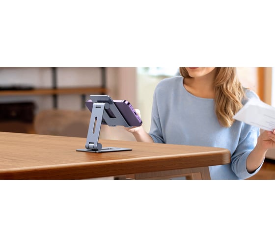 Подставка для телефона Ugreen LP678 (15608) Foldable Multi-Angle Phone Stand With Height Adjustable регулируемая по высоте. Цвет: серый 15608_
