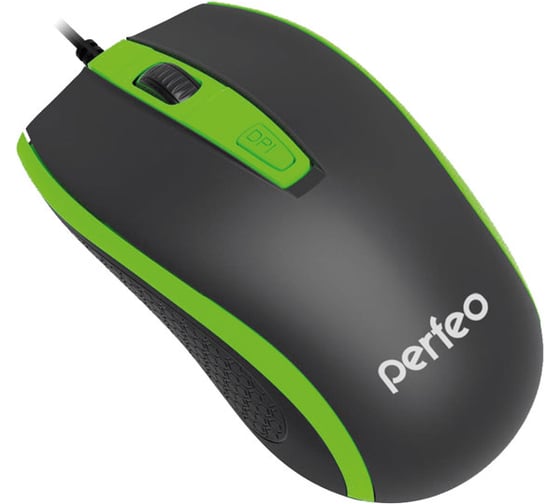 Оптическая мышь Perfeo PROFIL 4 кнопки, USB, чёрно-зеленая 30008628