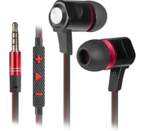 Гарнитура для смартфонов DEFENDER Lance, черный+красный, кабель 1.2м 64450