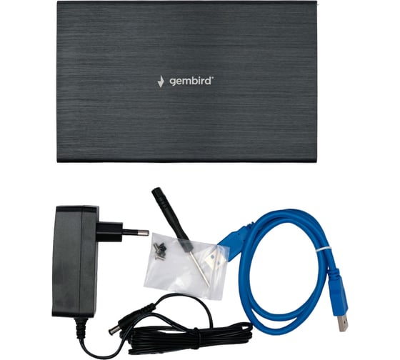Внешний корпус Gembird USB 3.0 для 3.5" HDD/SSD, порт Type-A, SATA III, металл, чёрный, коробка EE3-U3S-1