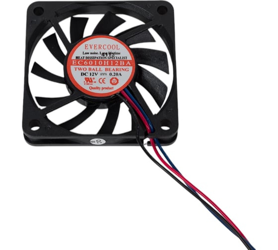 Вентилятор EVERCOOL 12В, 60x60x10, подшипник качения, 4400 об./мин EC6010H12BA 2015340115