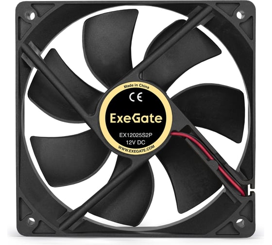 Вентилятор ExeGate 12В DC EX12025S2P 120x120x25 мм, Sleeve bearing подшипник скольжения , 2pin разъем 2.54 , 1500RPM, 24dBA 294048