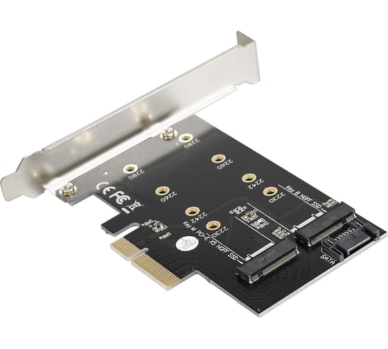Переходник для установки SSD M.2 B key и M key в слот PCI-E ExeGate EXE-509 M.2 B key - SATA + M.2 M Key - PCI-E x4, 283713
