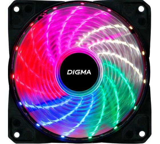 Вентилятор DIGMA DFAN-FRGB2 RGB 120x120x25 черный 3-pin 4-pin (Molex) 23dB 115gr Ret 1867395