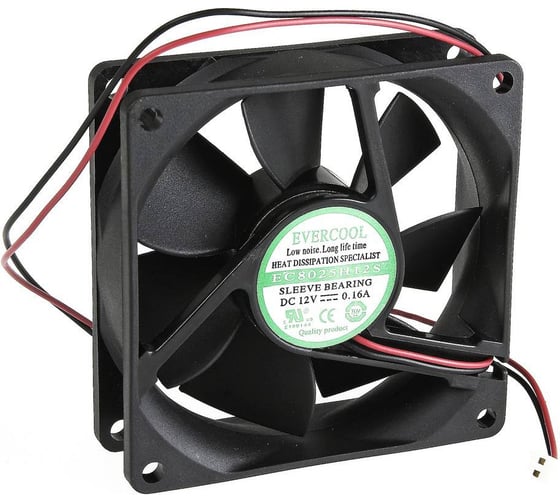 Вентилятор EVERCOOL 12В, 80x80x25мм, подшиник скольжения, 3000 об/мин, FG Signal EC8025H12SA 2015123505 1