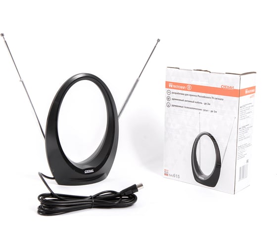 Комнатная антена СИГНАЛelectronics DVB-T2 и ДМВ+МВ активная Сигнал SAI 615 23386