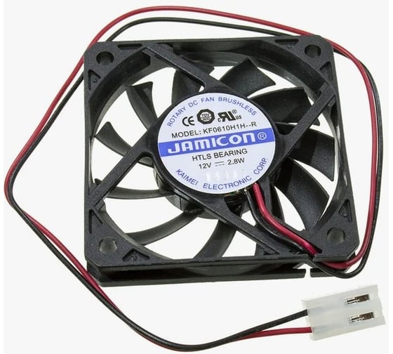 Вентилятор JAMICON KF0610H1M--R (KF0610H1M-012C217R) (4200RPM) 12V/0.16A (60x60x10) H(втулка повыш.надежн.) CFM18.67/dBA31.9 с разъемом 2 конт.MOLEX 5239-2 С00040307