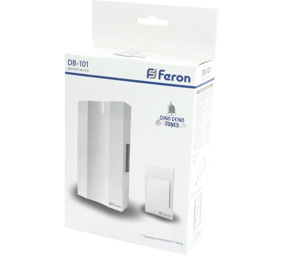 Дверной проводной звонок FERON DB-101, 230V, белый 41504