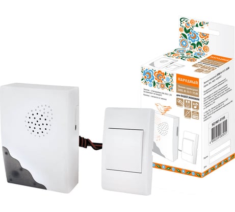 Звонок TDM ELECTRIC ЗПБ-Н-11/1-32М народный, проводной, на батарейках, картонная коробка SQ1901-0105