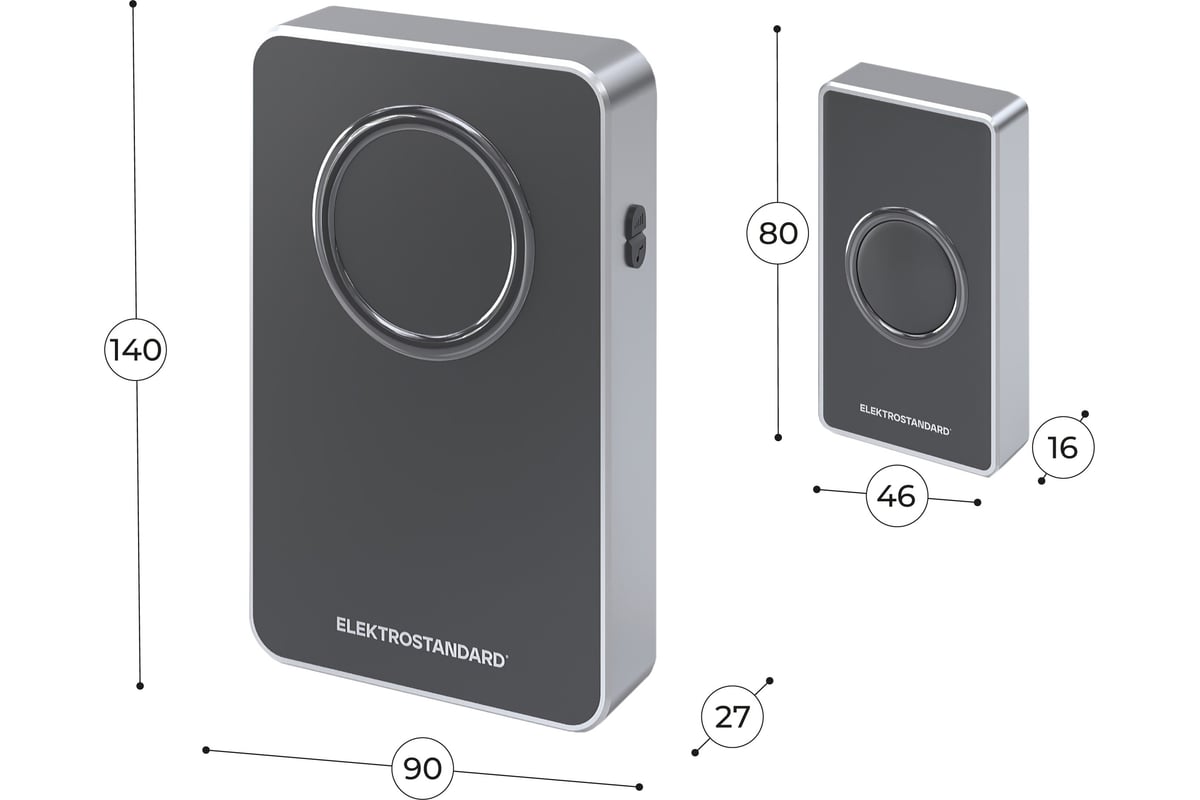 Звонок беспроводной 38M IP20 DBQ27M WL Чёрный/Серебро (Elektrostandard, a055696)