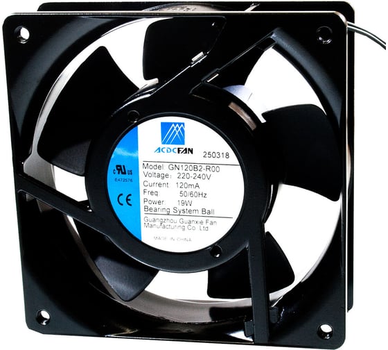 Вентилятор осевой ACDCFAN 120*120*38 мм, AC 220V, подшипник качения, 2600 об/мин, 84 СFM, 43 dB(A), SZOMK Корпус Al, металлические лопасти GN120B2-R00 2017105407