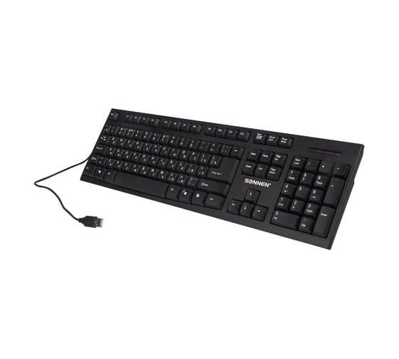 Проводная клавиатура SONNEN KB-330,USB, 104 клавиши, классический дизайн, черная, 511277