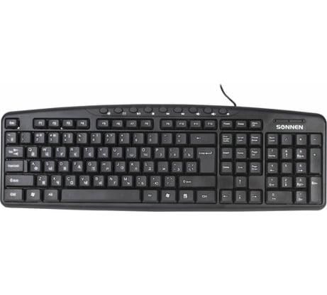 Проводная клавиатура SONNEN KB-8137, USB, 104 клавиши + 12 дополнительных, мультимедийная, черная, 512652