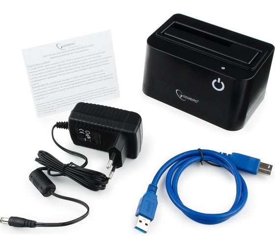 Докстанция Gembird 2.5/3.5, черный, USB 3.0, SATA, HDD/SSD HD32-U3S-4