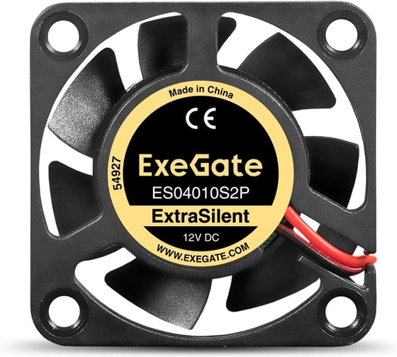 Вентилятор ExeGate 12В DC ExtraSilent ES04010S2P 40x40x10 мм, Sleeve bearing подшипник скольжения, 2pin, 4000RPM, 19dBA 299845