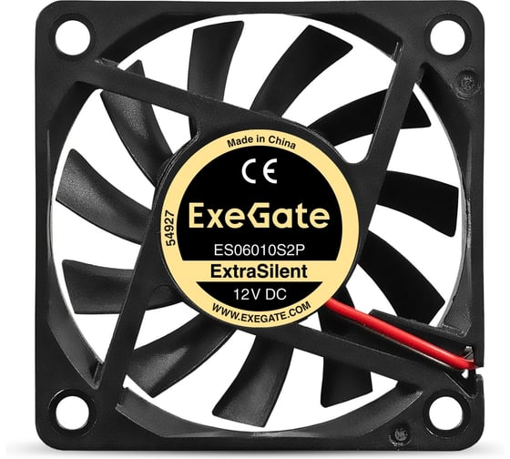 Вентилятор ExeGate 12В DC ExtraSilent ES06010S2P 60x60x10 мм, Sleeve bearing подшипник скольжения, 2pin, 2000RPM, 16dBA 299854