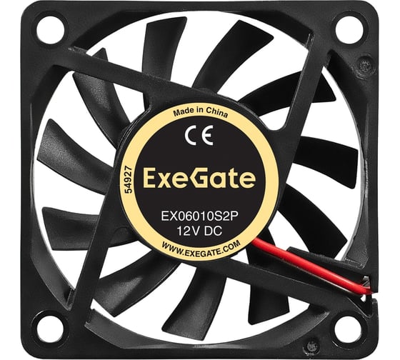 Вентилятор ExeGate 12В DC EX06010S2P 60x60x10 мм, Sleeve bearing подшипник скольжения, 2pin, 2500RPM, 20dBA 299856