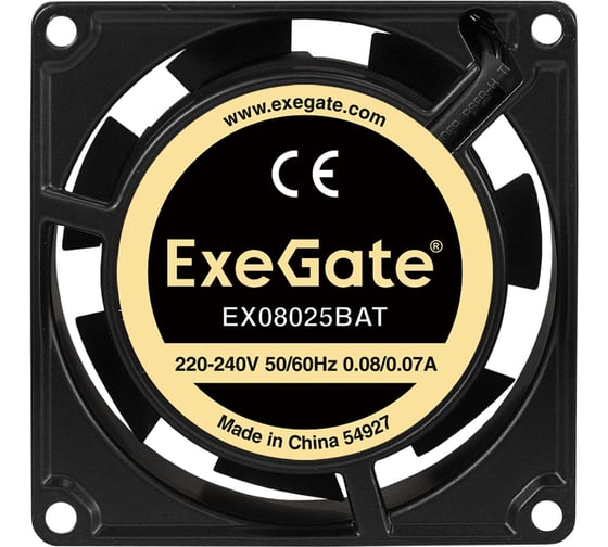 Вентилятор ExeGate 220В EX08025BAT 80x80x25 мм двойной шарикоподшипник клеммы 2600RPM 32dBA 288998 1