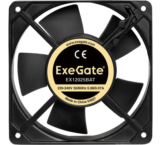 Вентилятор ExeGate 220В EX12025BAT 120x120x25 мм двойной шарикоподшипник клеммы 2200RPM 33dBA 289014