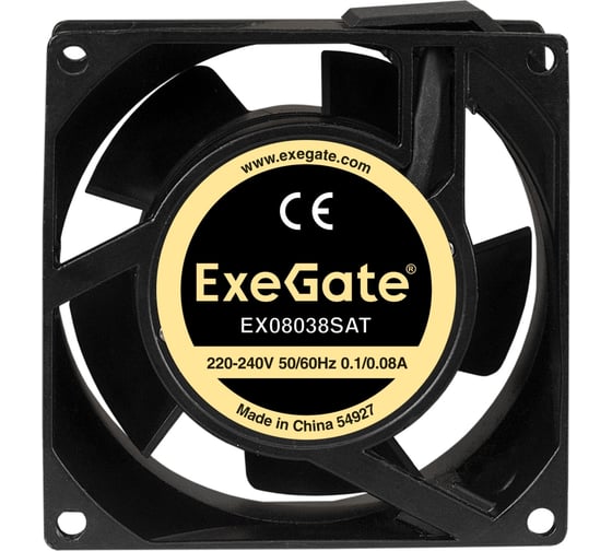 Вентилятор ExeGate 220В EX08038SAT 80x80x38 мм подшипник скольжения клеммы 2400RPM 36dBA 289002