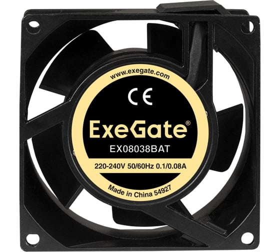 Вентилятор ExeGate 220В EX08038BAT 80x80x38 мм двойной шарикоподшипник клеммы 2500RPM 37dBA 289000 1