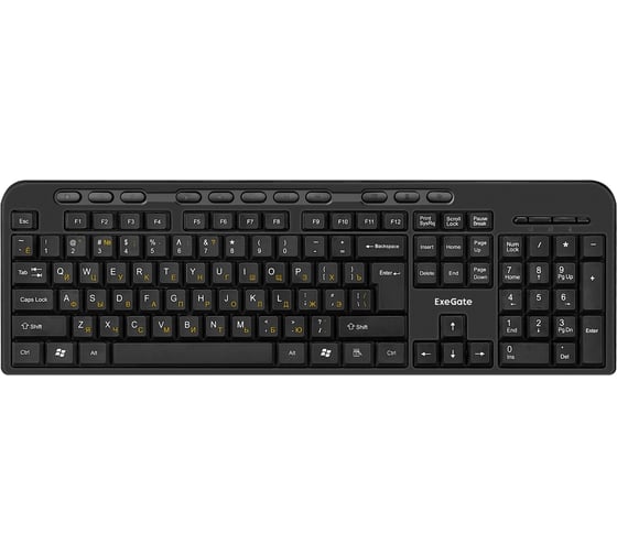 Клавиатура ExeGate Multimedia Professional Standard LY-500M USB, полноразмерная, влагозащищенная, 115кл., Enter большой, мультимедиа, длина кабеля 1,5м, черная, 286177 1