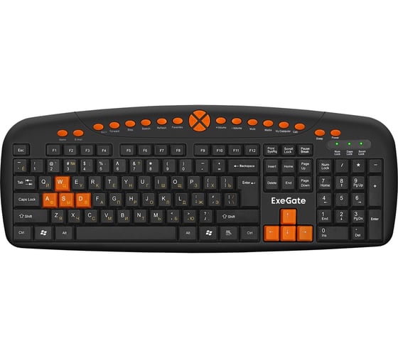 Клавиатура ExeGate Multimedia Professional Standard LY-504M USB, полноразмерная, влагозащищенная, 124кл., Enter большой, мультимедиа, длина кабеля 1,5м, черная, 280435