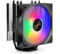 Кулер ExeGate Dark Magic EXX400V3-PWM.RGB Al+Cu, черное покрытие, 4 тепл.трубки, LGA1150/1151/1155/1156/1200/1700/1851/AM2/AM2+/AM3/AM3+/AM4/AM5/FM1/FM2/754/ 301155