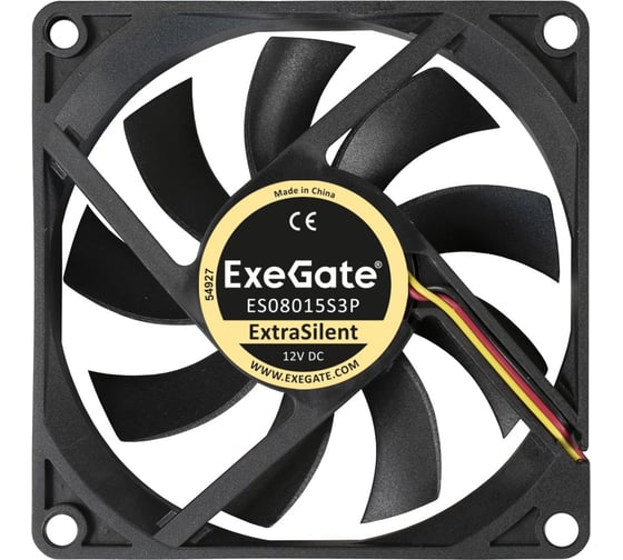 Вентилятор ExeGate ExtraSilent ES08015S3P 80x80x15 мм подшипник скольжения 3pin 1600RPM 23dBA 283373