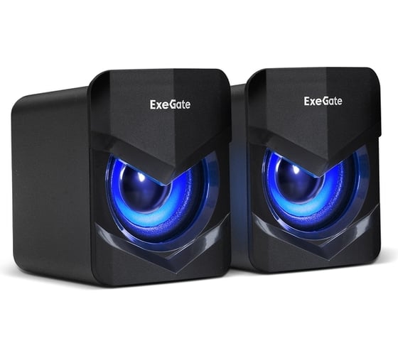 Акустическая система ExeGate Color Box 2.0 Accord 200 питание USB, 2x3Вт 6Вт RMS, 60-20000Гц,цвет черный, синяя подсветка 289685