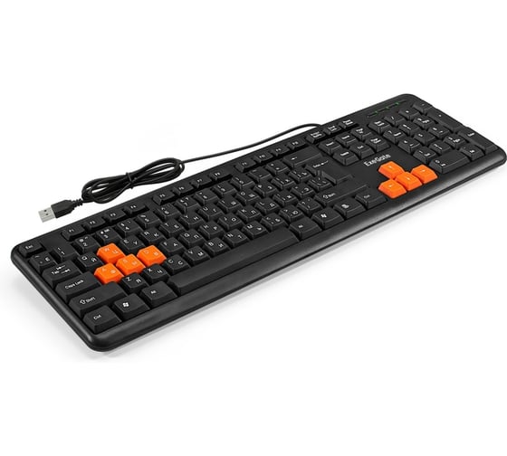 Клавиатура ExeGate Professional Standard LY-403 USB, полноразмерная, влагозащищенная, 104кл., Enter большой, 8 оранжевых клавиш, длина кабеля 1,35м, черная, Colo 264080