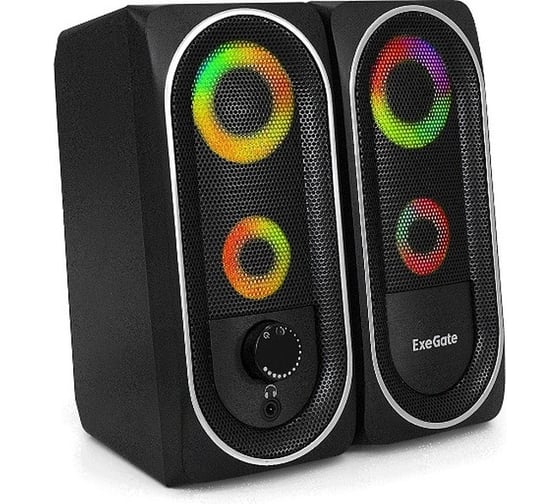 Акустическая система ExeGate Color Box 2.0 Accord 220 питание USB, 2x3Вт 6Вт RMS, 60-20000Гц, цвет черный, RGB подсветка 289686