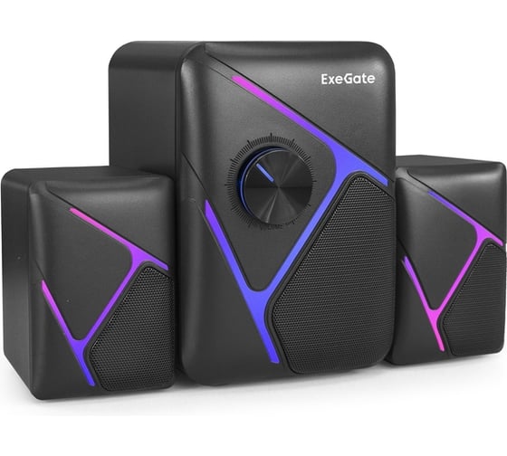 Акустическая система ExeGate 2.1 Accord 320 питание USB, 5Вт+2x3Вт, 150-20000Гц, цвет черный, RGB подсветка, Color Box 289867