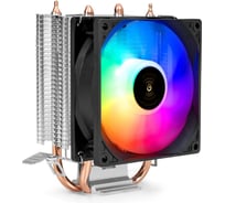 Кулер ExeGate Wizard EXX200-PWM.RGB Al+Cu, 2 тепл.трубки, LGA775/1150/1151/1155/1156/1200/1700/1851/AM2/AM2+/AM3/AM3+/AM4/AM5/FM1/FM2/754/939/940, TDP 95W, F 299659