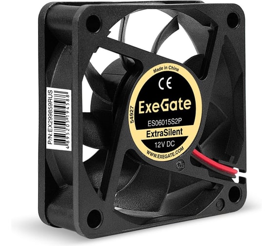 Вентилятор ExeGate 12В DC ExtraSilent ES06015S2P 60x60x15 мм, Sleeve bearing подшипник скольжения, 2pin, 2500RPM, 17dBA 299859