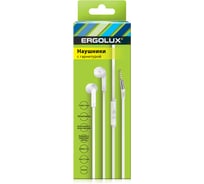 Наушники вкладыши с микрофоном проводные Ergolux Elx-whp02-c01 (3.5мм, 1,2м, белые, коробка) 15283