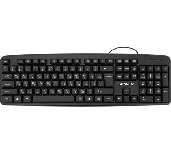 Клавиатура проводная SONNEN USB, 104 клавиши, KB-8136, черная 513946