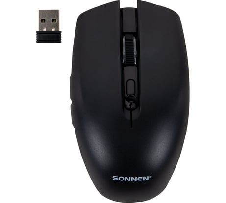 Мышь беспроводная SONNEN USB, 1600 dpi, 5 кнопок+колесо-кнопка, оптическая, Q80, черная, 513945
