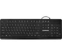 Клавиатура проводная SONNEN USB, 104 плоские клавиши, LED-подсветка, K308, черная, 513947