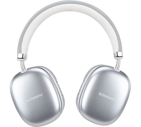 Наушники беспроводные накладные полноразмерные раздвижные SONNEN HP-B12S, BT 5.4,серебристые, 514127