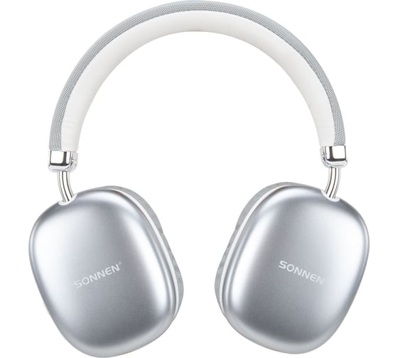Наушники беспроводные накладные полноразмерные раздвижные SONNEN HP-B12S, BT 5.4,серебристые, 514127