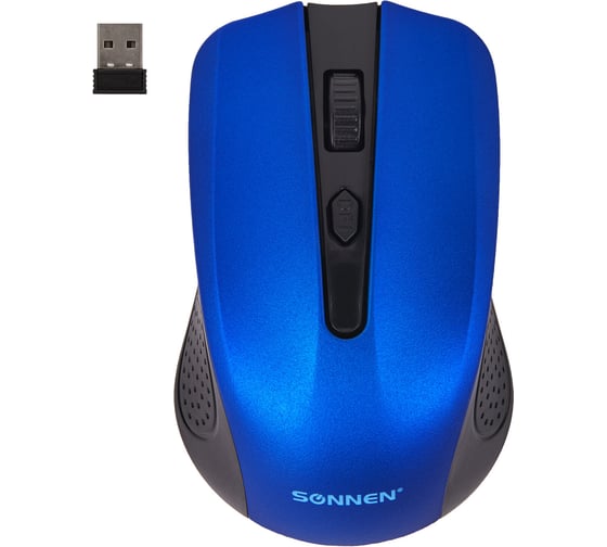 Мышь беспроводная SONNEN V99, USB, 800/1200/1600 dpi, 4 кнопки, оптическая, синяя 513530