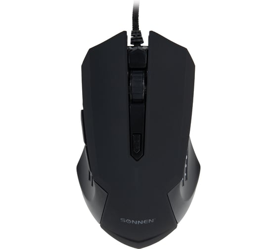 Мышь проводная игровая SONNEN I3, пластик, 6 кнопок, 800-2400 dpi, LED-подсветка, черная 513523