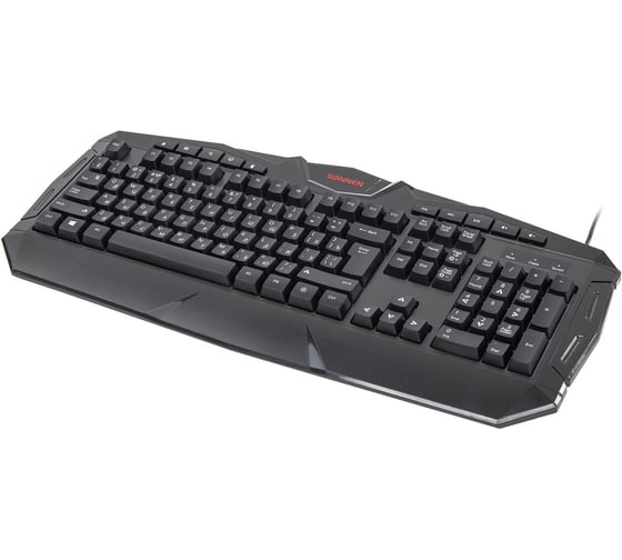 Клавиатура проводная игровая SONNEN Q9M, USB, 104 клавиши+10 мультимедийных; RGB, черная 513511