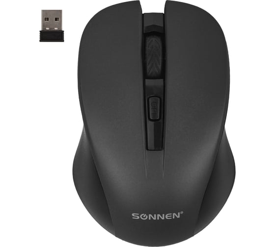 Мышь беспроводная с бесшумным кликом SONNEN V18, USB, 800/1200/1600 dpi, 4 кнопки, черная 513514